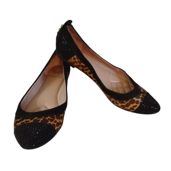 Vince Camuto Leopard Calf Hair Studded Flats Size 7.5 - Picture 1 of 10